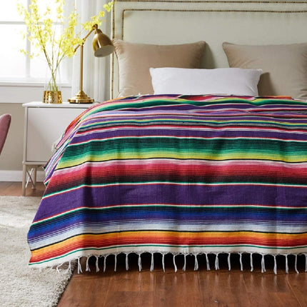 84 X 59 Inch Mexican Serape Blanket Bay Window Blanket, Mexican Tablecloth Serape Tatami Blanket Bed Blanket Table Cover Tapestry Blanket Picnic Mat for Mexican Party Wedding Decorations