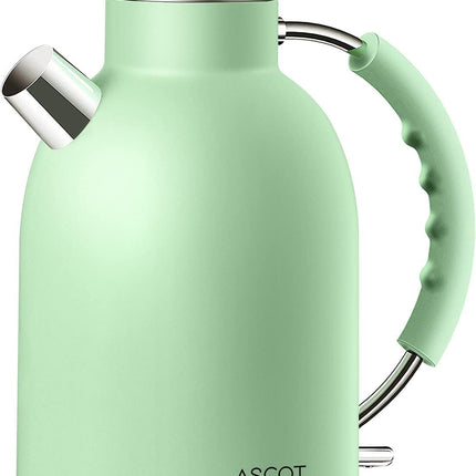 ASCOT Stainless Steel Electric Tea Kettle, 1.7QT, 1500W, Bpa-Free, Cordless, Automatic Shutoff, Fast Boiling Water Heater - Green