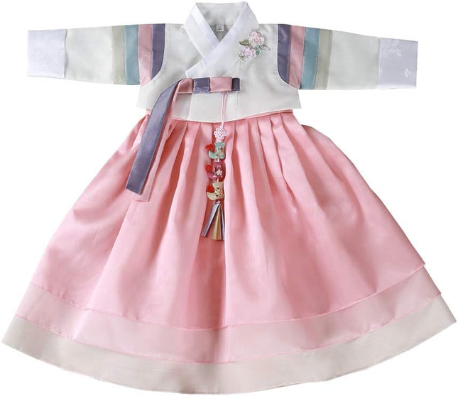 Girl Hanbok Baby Korea Traditional Dress Pastel Multi Colors on Sleeve First Birthday Dol 1-10 Ages Kid Children
