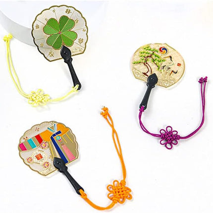 Korean Traditional 24K Gold-Plated Hand Fan Bookmark & Magnet 4Pcs Random Gift