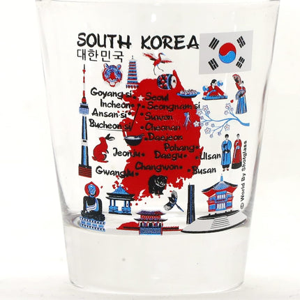 South Korea Landmarks and Icons Collage Shot Glass