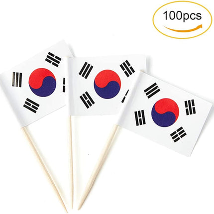 South Korea Flag Korean Small Toothpick Mini Stick Flags Decorations (100 Pcs)
