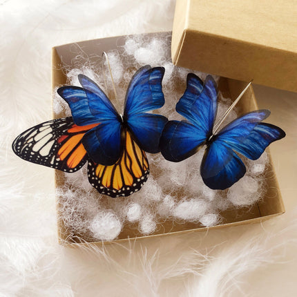 Fairy Butterfly Earrings with Monarch Butterfly Wing Handmade in Boho Style, Cute Christmas Gift Earrings