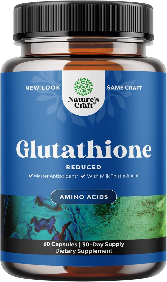 Reduced Glutathione Supplement with Glutamic Acid - L Glutathione 1000Mg per Serving with Silymarin Milk Thistle Extract ALA Alpha Lipoic Acid Complex for Liver Support Skin Complexion Immunity