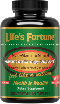 Life'S Fortune Multivitamin & Mineral 180 Tablets, All Natural Energy Source Supplying Whole Food Concentrates, Antioxidants, Amino Acids, Enzymes, Trace Minerals & More