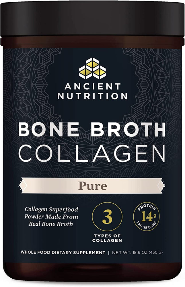 Ancient Nutrition Collagen Powder, Bone Broth Collagen, Pure, Hydrolyzed Multi Collagen Peptides, Supports Skin and Nails, Joint Supplement, 30 Servings, 15.9Oz