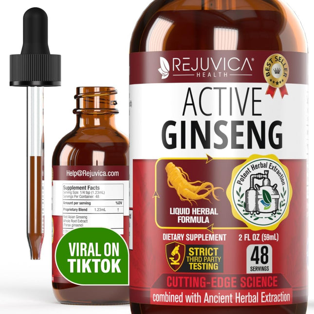 Active Ginseng Korean Red Panax Ginseng with Natural Ginsenosides - Fast-Absorbing Liquid - Supports Healthy Energy, Vitality, Mood and More