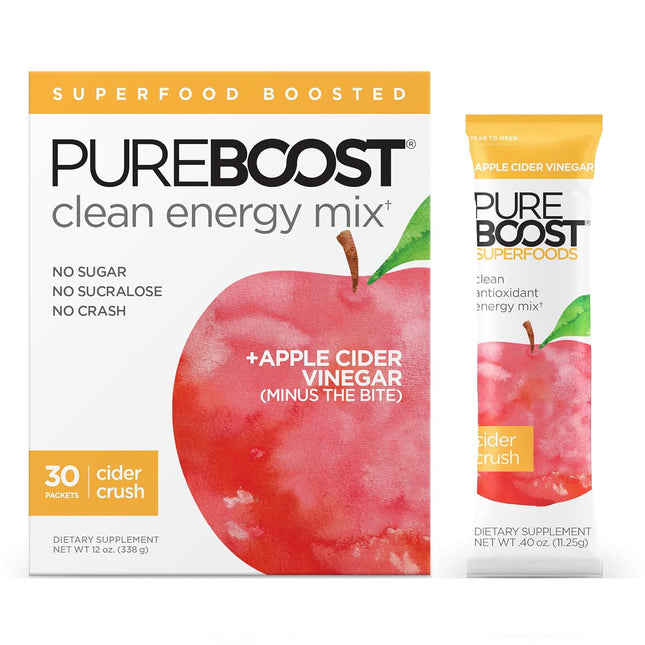 Pureboost Superfoods Clean Energy Drink Mix with Apple Cider Vinegar, 7 Organic Red or Green Superfoods. No Sugar. No Sucralose. Boosted with Electrolytes & 25 Vitamins. (30 Count, Combo)